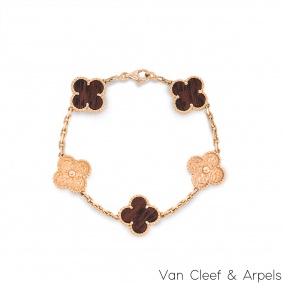 Van Cleef & Arpels Limited Edition Letterwood Vintage Alhambra Bracelet VCAR01C800